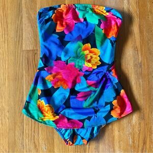 Vintage 70s Gottex One Piece Floral Swimsuit